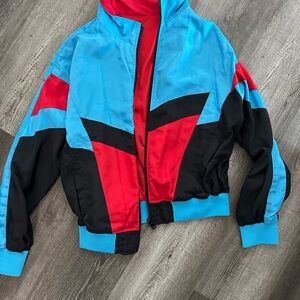 Vintage Colorblock Windbreaker Jacket - Blue & Red